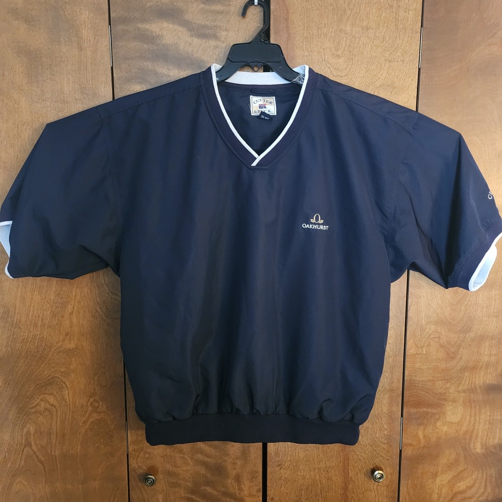 E4 Cutter & Buck Mens XL Oakhurst‎ Golf Windbreaker Pullover Navy Blue